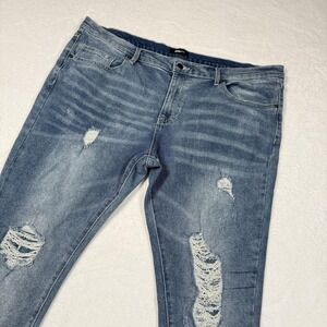 Nova‎ Men Jeans Mens 42x32 Blue Slim Skinny Distressed Denim Medium Wash Casual